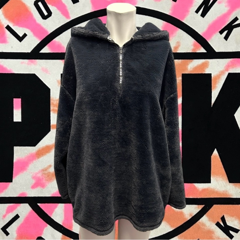 half zip victoria’s secret fuzzy hoodie